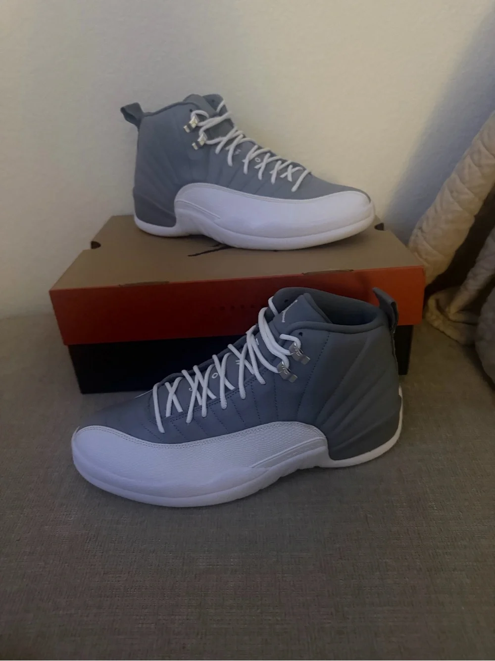 Jordan Mens Gray and White High-Top Sneakers